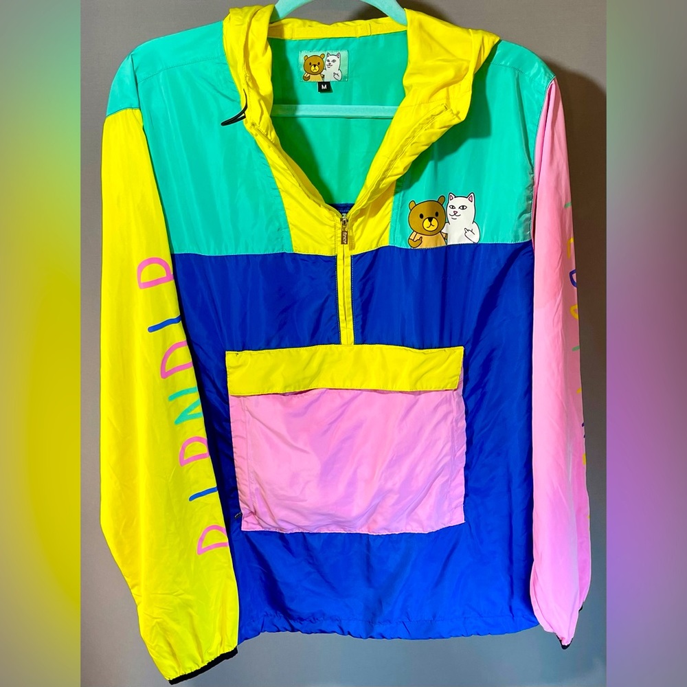 Teddy Fresh Rip N Dip Pastel Hooded Pullover Windbreaker Jacket Mens Medium
